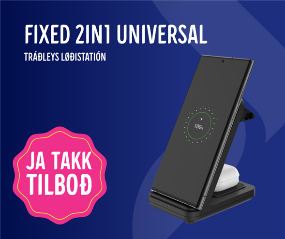 Fixed 2in1 Universal trådløs ladestation (sort)